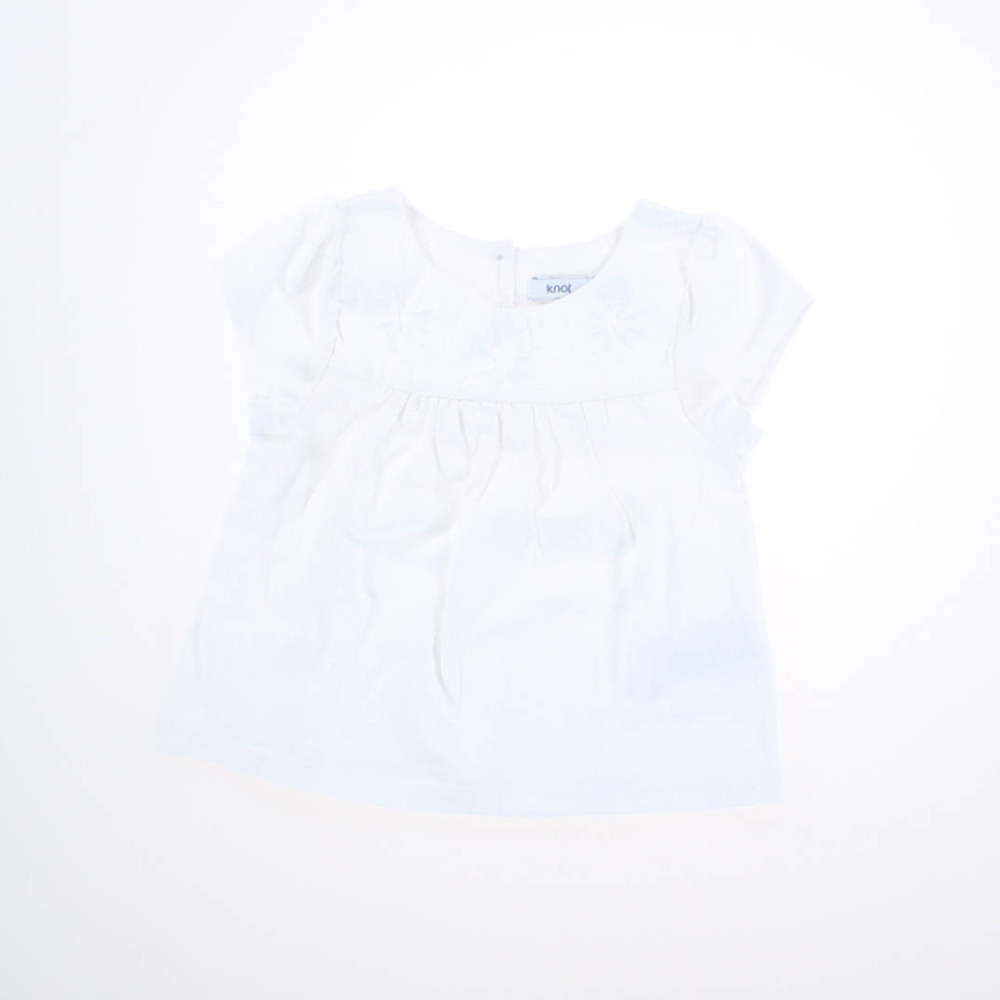 Knot Girls White with Embroidery Blouse size: 12 Months